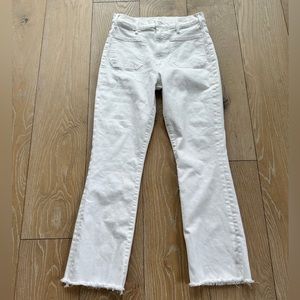 Mother Womens Jeans Size 30 The Hustler Ankle Fray Hem High Rise White